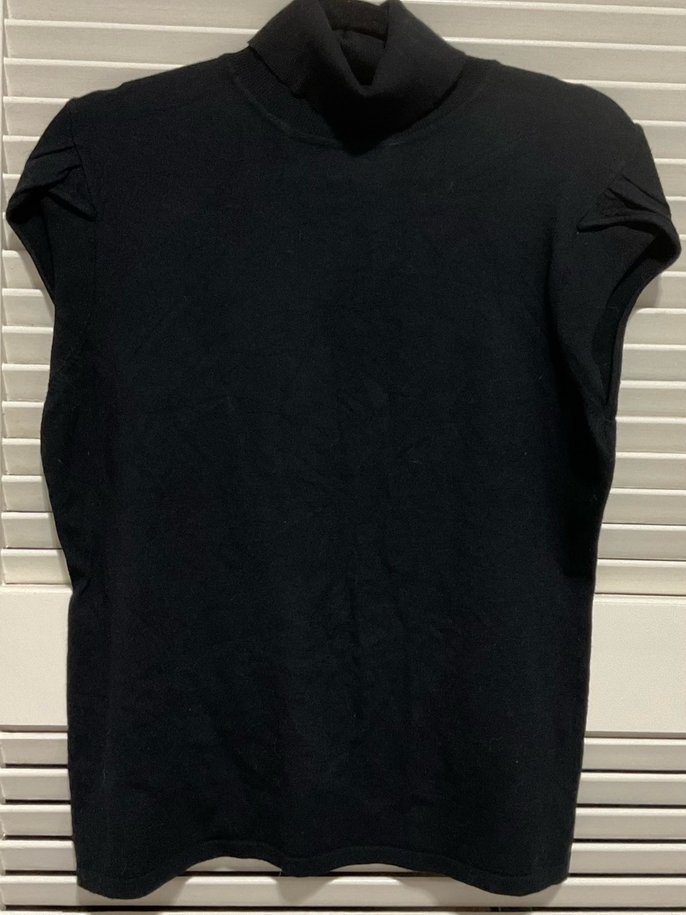 Etcetera Black Stretch Turtleneck Cap Sleeve Sweater Top Size XL
